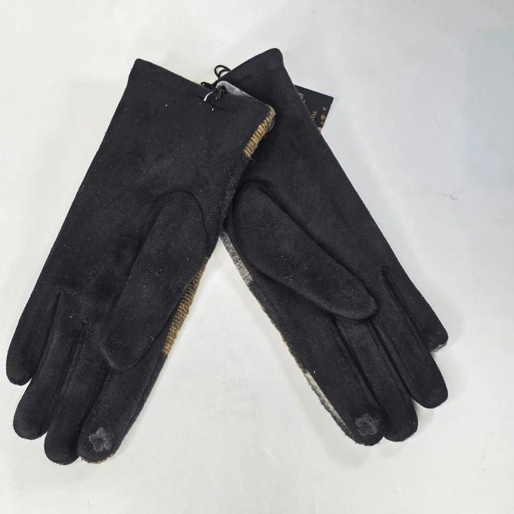 Handskkompaniet Initial Ladies Gloves Yellow Black Block Touchscreen New